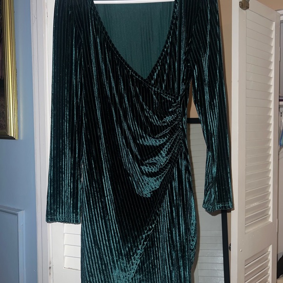 Dresses & Skirts - Velvet Forrest green wrap dress, never worn, size L